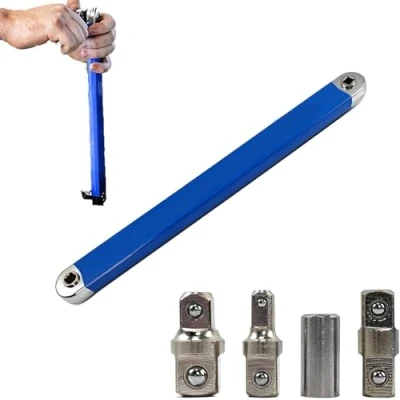 Afbeelding van offset verlengsleutel, slagklare multifunctionele verlengsleutel met 1/2&quot;, 1/4&quot; en 3/8&quot; aandrijvingsadapters, strakke reikwijdte verlengsleutelset