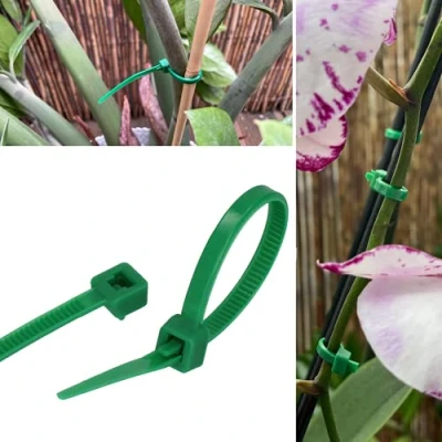 Afbeelding van GARDENIX plantenbinders, kabelbinders 100 stuks (3,6 mm x mm, groen), herbruikbaar, verstelbaar