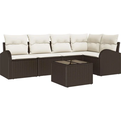 Afbeelding van vidaXL 5 Delige Tuin Sofa Set met Kussens Grijze Poly Rattan