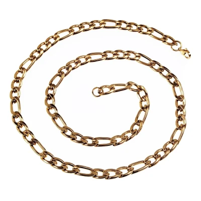 Afbeelding van 60cm x 8mm Figaro Ketting Dames Heren Stalen Goudkleur Schakelketting Unisex
