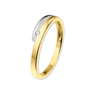 Afbeelding van Bicolor gouden ring met diamant 0.018 crt