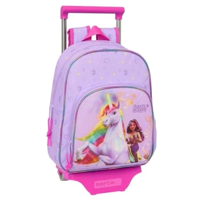 Afbeelding van Safta Unicorn Academy kinderrugzak met trolley 705, ideaal voor kinderen van verschillende leeftijden, comfortabel en veelzijdig, kwaliteit duurzaamheid, 28 x 10 34 cm, Lila, M, Casual