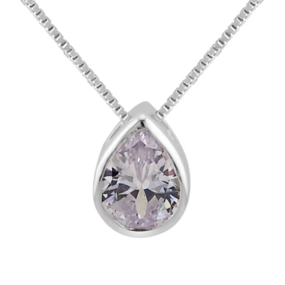 Afbeelding van Zilveren ketting dames ketting, druppelvorm van kristal