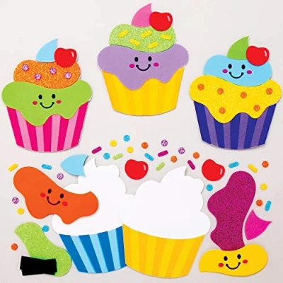 Afbeelding van Baker Ross Cupcake decoratieve magneten om te combineren knutselset voor kinderen (8 stuks) creatieve sets knutselen en decoreren in de lente