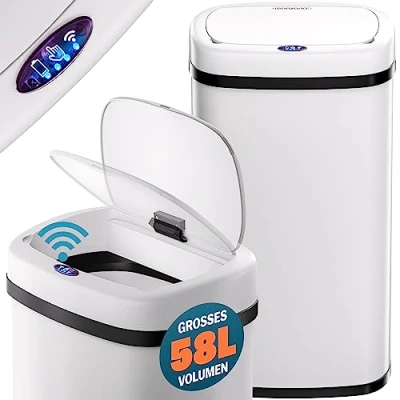 Afbeelding van Monzana Vuilnisbak Bewegingssensor 58L USB Créme