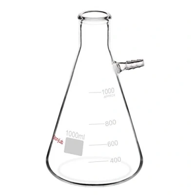 Afbeelding van stonyLab Glass 1000 ml Zwaarwandige Filterkolf van Borosilicaatglas, Bouthals met Buis,