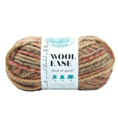 Afbeelding van Lion Brand Yarn 640 549 Wool Ease Thick &amp; Quick Garen, wolmix, Jam Cookie, één maat, 80 meter