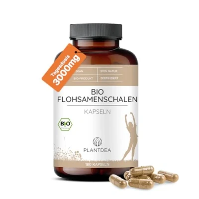 Afbeelding van PlantDEA biologische psyllium capsules, 3000 mg dagelijkse dosis, 180 hoge laboratoriumgetest, poeder, veganistisch preparaat, zonder