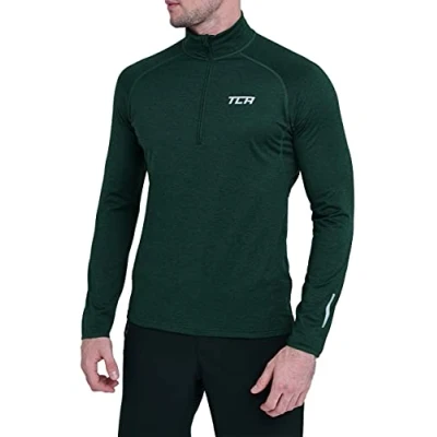 Afbeelding van TCA Mannen Winter Run Halve Rits Lange Mouw Hardloop Top Groen, S