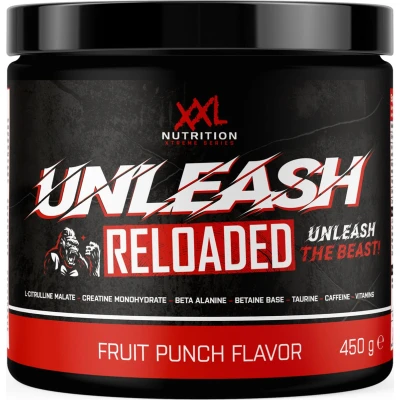 Afbeelding van XXL Nutrition Unleash Reloaded Preworkout met L Citruline, Beta Alanine, Taurine, 250mg Cafeïne Pre Workout Fruit Punch