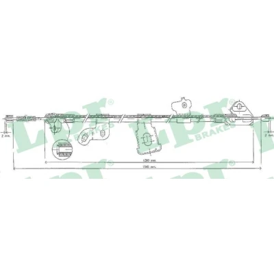 Afbeelding van LPR C0892B Handremkabel 1502, 1310mm Trommelrem TOYOTA: Yaris I Hatchback (P1) 1.3, 1.0 1999 2005