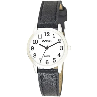 Afbeelding van Ravel Unisex Modern Minimal Everyday Quartz Horloge, Zwart/Zilverkleurig, Womens 27mm case, riem