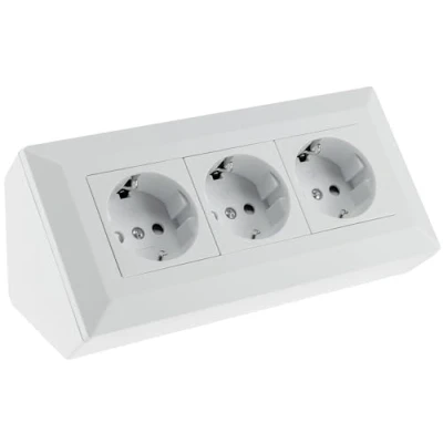Afbeelding van ChiliTec Stekkerblok, hoekstopcontact, 3 voudig, meervoudig stopcontact, 230 V, voor keuken, kantoor, werkplaats, matwit