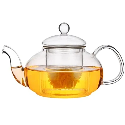 Afbeelding van Theepot glas, 400 ml, Glazen met filter, hittebestendig en magnetronbestendig, Theepotten Theezeef voor zwarte thee, groene fruitthee, geurende theezakje, losse theefilter