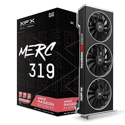 Afbeelding van XFX Speedster MERC319 Radeon RX 6750XT Black Gaming grafische kaart met 12GB GDDR6 HDMI 3xDP, AMD RDNA™ 2 (RX 675XYTBDP)