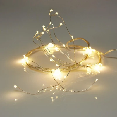 Afbeelding van S.i.a. Zilverdraad Waterval Kerstverlichting Op Batterij 75Cm 80 Led Lampjes