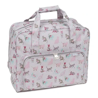 Afbeelding van Hobby Gift Exclusieve naaimachinetas, met PVC gevoerde draagtas, extra opbergruimte voor accessoires, 20 x 43 37 cm, katten