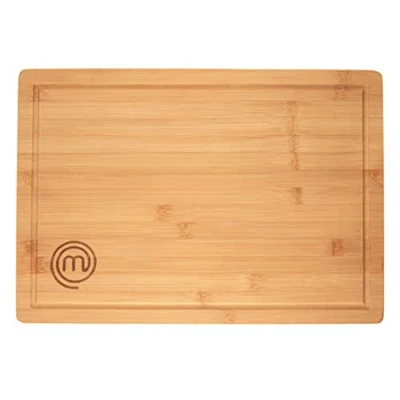 Afbeelding van MasterChef Bamboe snijplank hout slagers blok 39 cm x 27 3 (18 10,5 1 &quot;) dik, robuust XL houten snijoppervlak met diepe sapgroef, voedselveilig en milieuvriendelijk