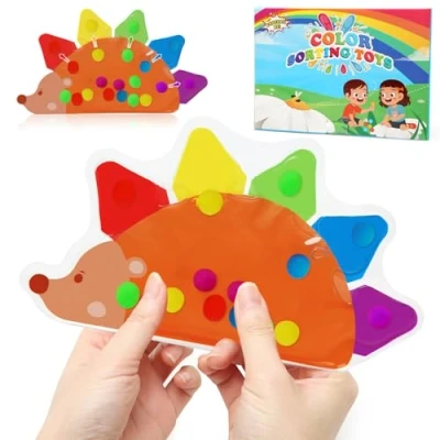 Afbeelding van TonStyle speelgoed voor het sorteren van kleuren, egel, fijne motoriek, educatief kleine kinderen, kleursorteerspel leren de kleuterschool