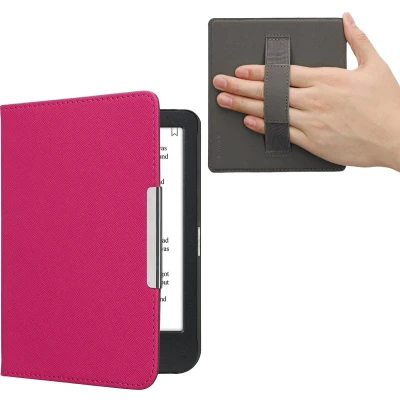 Afbeelding van kwmobile flip cover geschikt voor Kobo Clara BW / Colour Case met magnetische sluiting en handvat Hoes e reader in neon roze design