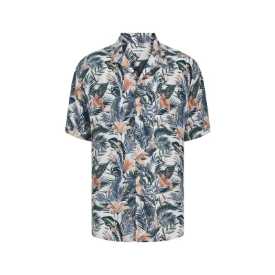 Afbeelding van Jack &amp; Jones Jjejeff Tropical Resort Shirt Overhemd, Heren, Maat: Small, Cloud dancer