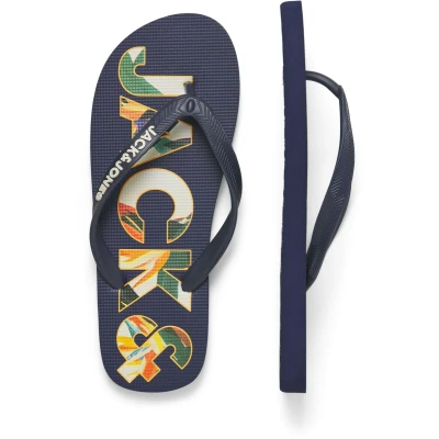 Afbeelding van JACK &amp; JONES Jfwlogo Palm Print Flip Flop teenslippers donkerblauw