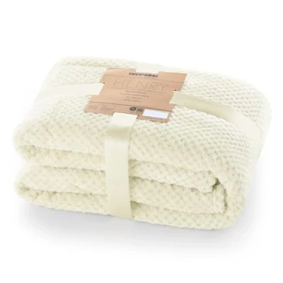 Afbeelding van DecoKing Henry knuffeldeken van 220 x 240 cm, crème, deken, microvezel, woondeken, sprei, fleece, zacht, behaaglijk, Scandinavische stijl, ecru