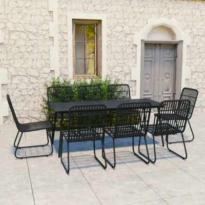 Afbeelding van 9 delige Tuinset poly rattan en glas