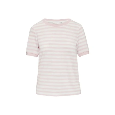 Afbeelding van comma casual identity AUS IN Gestreiftem Muster Tshirt print, Dames, Maat: 34, Perlmuttrosa