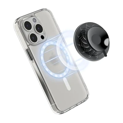 Afbeelding van PROfezzion Zuig telefoonhoesje, zuignap grip houder Mag Safe voor spiegel glazen tegel badkamer, niet ruw oppervlak, silica iPhone 15 14 13 12 &amp; alle telefoons make up selfie video