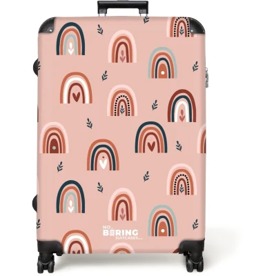 Afbeelding van NoBoringSuitcases.com® Koffer groot Reiskoffer lichtgewicht Abstract regenboogpatroon met hartjes Rolkoffer 4 wielen Grote trolley XL 98 liter bagage