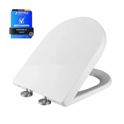 Afbeelding van Ibergrif M41001 D vorm Toiletdeksel Softclose Quick Release WC bril Verstelbare Scharnieren Eenvoudige Reiniging Algemeen Doel Wit Toiletbril