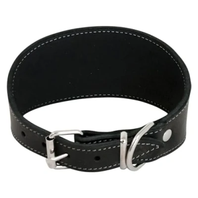 Afbeelding van JACK AND VANILLA, Hondenhalsband, model vet leer, kleur zwart, maat 48 cm