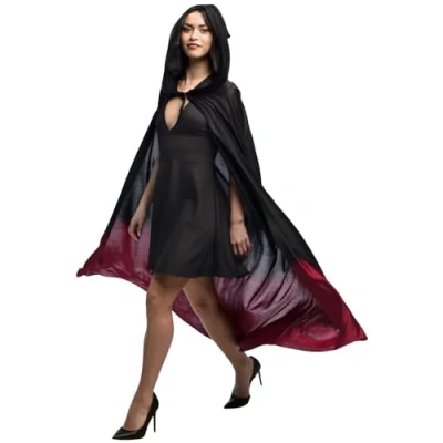 Afbeelding van Boland Cape Fade zwart/rood Volwassenen Viking Halloween Horror Vampier