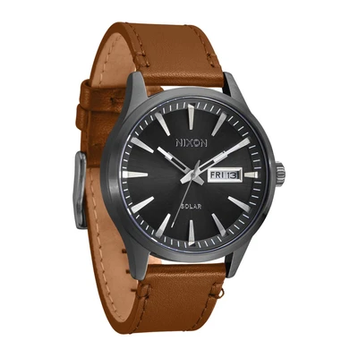 Afbeelding van Nixon Uniseks analoog Japans kwartsuurwerk met leren armband A1347 131 00, gunmetal