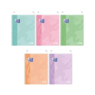 Afbeelding van Favorit 400159113 Schrift, A4, pastelkleuren, spiraalbinding, gelinieerd, papier 90 g/m², 5 stuks, verschillende kleuren