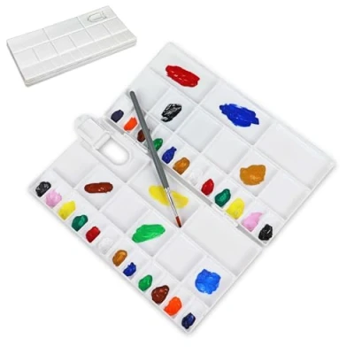 Afbeelding van Liquidraw 41 Well Verfpalet, groot opvouwbaar mengpalet, acryl, olie, aquarel, gouache voor kunstenaars, studenten, kinderen, doe het zelf handwerk, tekenen, kunstles, dienblad volwassenen