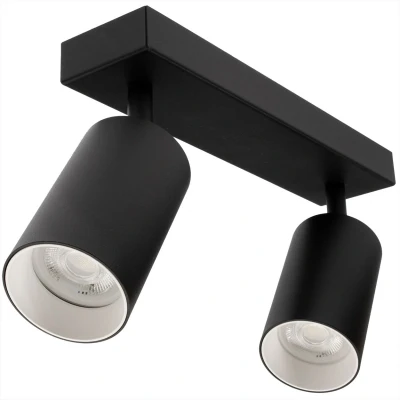 Afbeelding van Plafondspot Rond, 2 Lichts, Kantelbaar, GU10 Fitting, Zwart / Wit