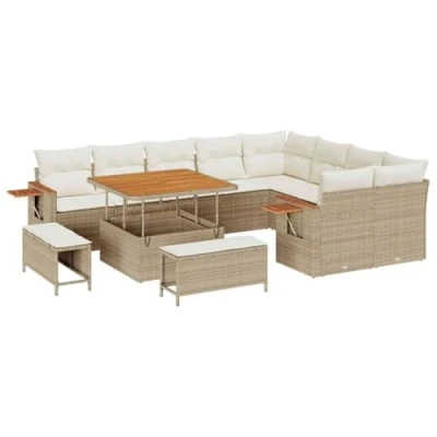 Afbeelding van vidaXL Tuinbank Set 12 pcs beige en crèmekleurig 100 x 71 cm