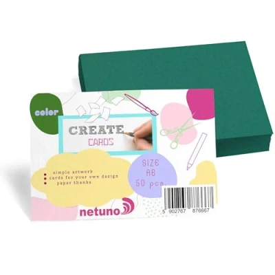 Afbeelding van Netuno 50 stuk Bristolkarton groen A6 105x148mm 250g set fotokarton tekenkarton indexkaarten voor knutselen zelf vorm te geven