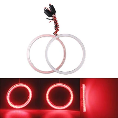 Afbeelding van Qasim 1 paar 120 MM 81SMD COB Led Halo Ring Angel Eyes koplamp Waarschuwingslamp met lampenkap Cover Rood 12V 24V