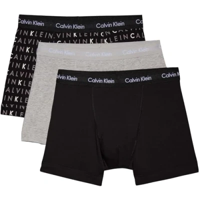 Afbeelding van Calvin Klein Herenslips 3P Cotton Stretch Trunks Zwart patroon katoen Medium Heren