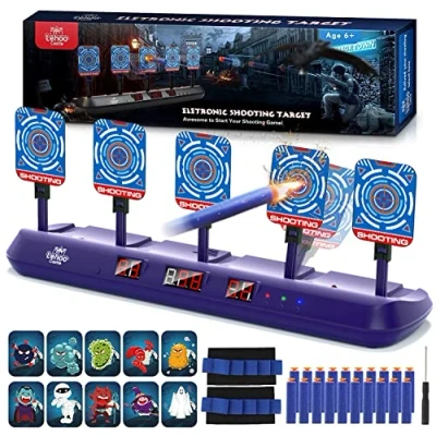 Afbeelding van Lehoo Castle Doelschijf voor Nerf, Elektronisch Zenuwdoel met 5 Doelen, 3 Modi, Doelspel Licht en Geluidseffect (Blauw/Zwart)