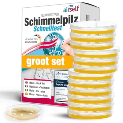 Afbeelding van Schimmeltest (schimmel sneltest) voor tot 12 kamers het onderzoeken van de schimmelbelasting in binnenruimtes.