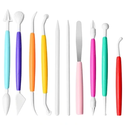 Afbeelding van 10 stuks fondant modelleergereedschap, multifunctionele accessoires, modelleergereedschap taart snijder, polymeerklei gereedschap, modelleerset voor cake, fondant, taarten,