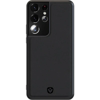 Afbeelding van Valenta Leather Back Cover Snap Samsung Galaxy S21 Ultra 5G Black