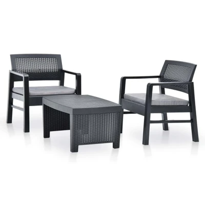 Afbeelding van 3 delige Loungeset kunststof antraciet