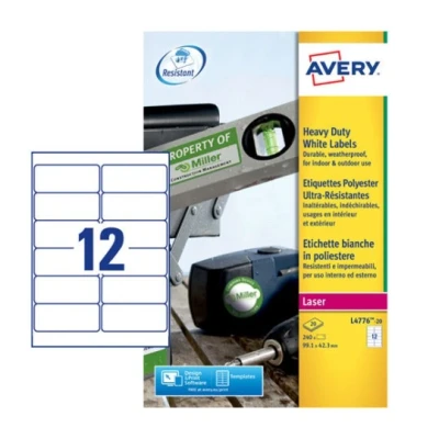Afbeelding van Etiket Avery L4776 20 99.1x42.3mm polyester wit 240stuks
