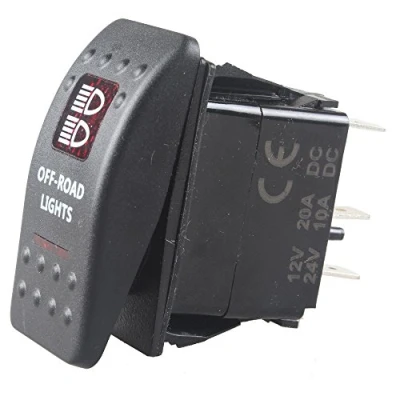 Afbeelding van Mintice 12V 20A Tuimelschakelaar Rood LED licht Schakelaar AAN/UIT Wipschakelaar Bediening Drukschakelaar Auto Vrachtwagen Boot Dashboard 5Pin Waterbestendig Off Road Light