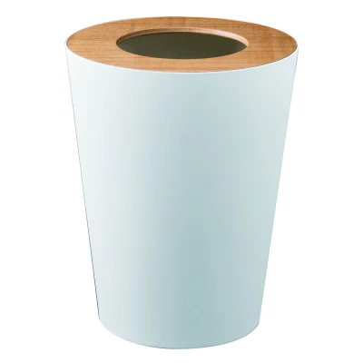 Afbeelding van Yamazaki Papierbak Rin Rond Wit Naturel Hout 23x23x28cm 10Ltr